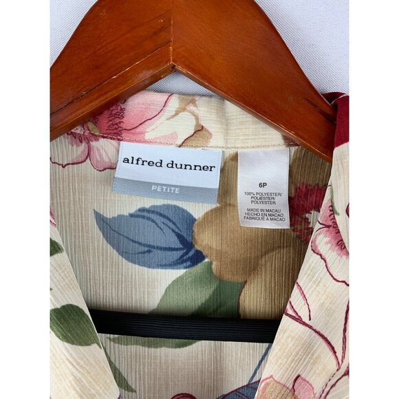 Alfred Dunner Floral Short Sleeve Blouse Womens Button-Up Top - Picture 2 of 3